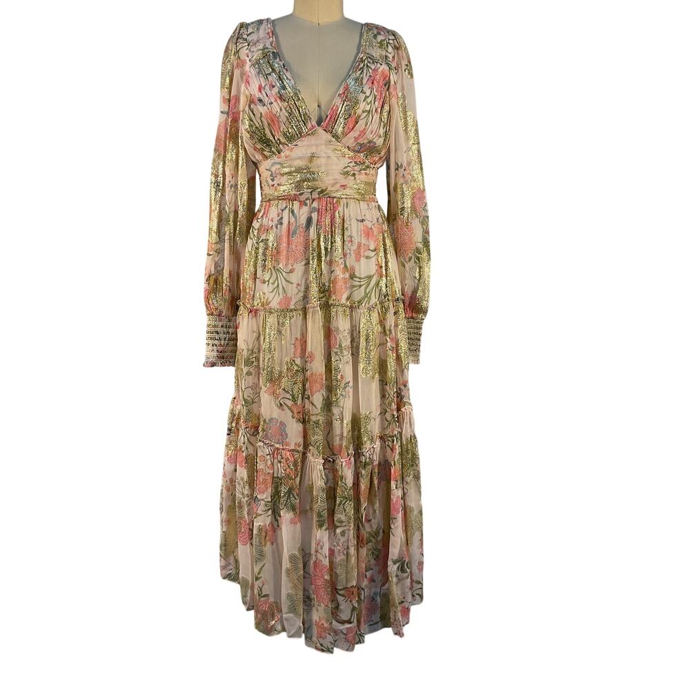 Hemant And Nandita Embellished Pink Pria Maxi Dress Size M - Picture 2 of 6